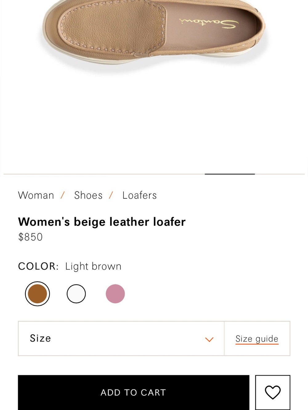 Santoni Beige/Tan Leather Slip-On Loafer